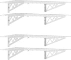 SafeRacks Wall Shelves - 4 Pk 24"x48" Wall Mountable Shelving Unit for Storage Rack, Pantry Shelves, Utility Shelving, Heavy Duty Shelves w/ 8 Versatile Accessory Hooks, 500lbs Capacity, White