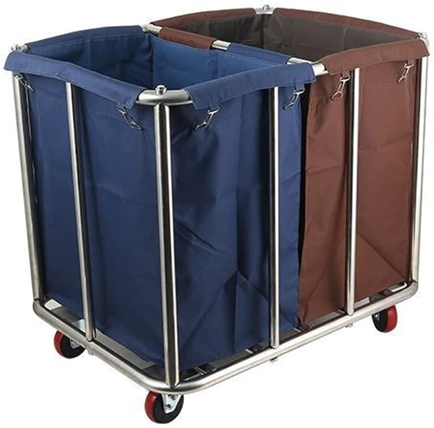 2-Bag Laundry Sorter Cart,Laundry Basket with Wheels Heavy Duty Rolling Carts, Industrial Laundry Rooms Organizer Cart for Linen Clothes Storage