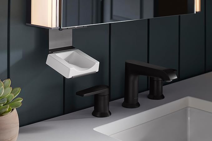 Kohler 81147-SLE-DA1 Maxstow Frameless Medicine Cabinet Mirror with Lights, LED Light, Mirror Door & Staggered Shelves, Rectangular Frame, 17 in. W x 40 in. H