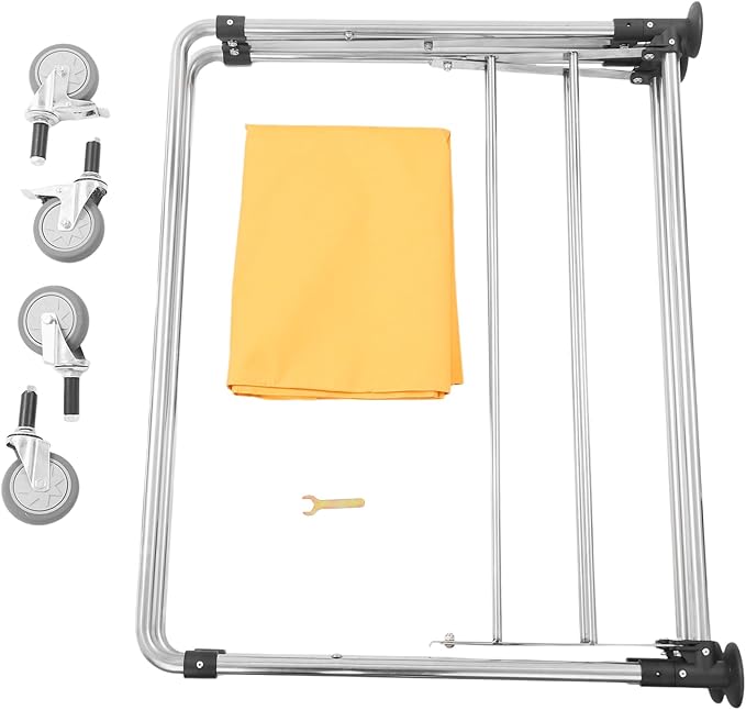 Commercial Laundry Cart with Wheels 220LBS Load Laundry Cart Rolling Laundry Basket with Removable Bag Foldable Laundry Sorter for Home, Hotel, Hospital (Yellow)