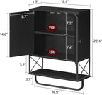 Bathroom Wall Cabinet with 2 Door and Adjustable Shelf, Farmhouse Medicine Cabinet with Towel Rack, 3-Tier Wall Mounted Storage Cabinet Over The Toilet for Bathroom, 18.9" L, Black