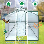 Heavy-Duty Polycarbonate Greenhouse with Double Flush Door, Rain Gutter & Adjustable Ventilation Window for Garden, Backyard or Sunroom Use (6x8 FT-1)
