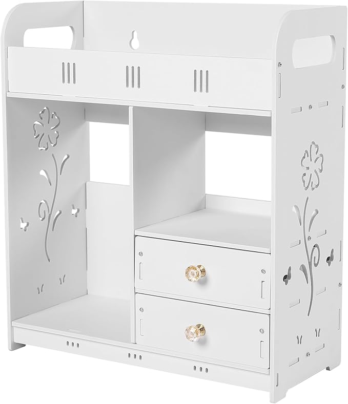 Adhesive Bathroom Wall Cabinet, Bathroom Cabinet Wall Mount with Drawers, Farmhouse Storage Cabinet Toilet Paper Storage 15 X 7 X 17inch
