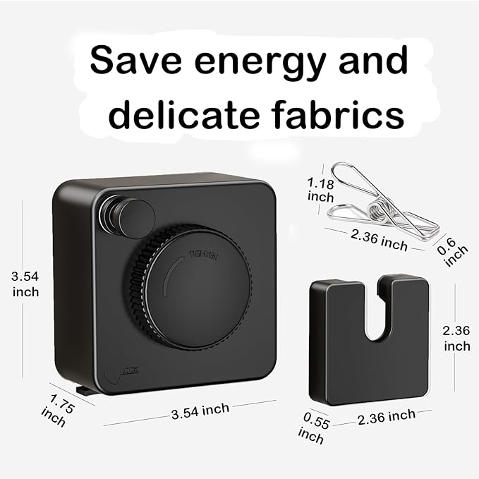 JXKNKSR-Telescopic Clothesline Indoor and Outdoor, Heavy-Duty Laundry Line, Wall Mounted, Safety Lock System (Black+10Clothes Pins)