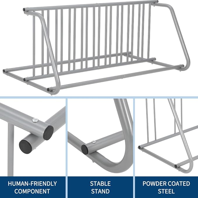 Floor Bike Rack,Double-Side 10-Bike Rack 60" L,Grid Bike Rack In Ground,Freestanding Bicycle Floor Parking Stand,Stand Bike Racks for Garages Streets Yards Bike Events