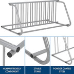 Floor Bike Rack,Double-Side 10-Bike Rack 60" L,Grid Bike Rack In Ground,Freestanding Bicycle Floor Parking Stand,Stand Bike Racks for Garages Streets Yards Bike Events