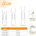 Bilillo 12 Pieces Invisible Wall Plate Hangers 6/8/10 Inches Wall Plate Hangers Stainless Steel Decorative with 12 Pieces Hook with Nails Suitable for 6-11 inch Decorative Antique and Arts(Silver)