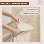 LFH Home Large Premium 100% Cotton Canvas Laundry Bag with Drawstring and Handles Heavy Duty, Multi-Use, and Washable for Home, Travel, College or Storage 28x36 (Pack of 6)-Natural