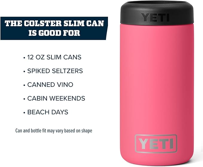 YETI Rambler 12 oz. Colster Slim Can Insulator for the Slim Hard Seltzer Cans, Tropical Pink (NO CAN INSERT)