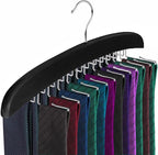 Wooden Tie Hanger,24 Tie Organizer Rack Hanger Holder Hook (Black, 24 Hooks)
