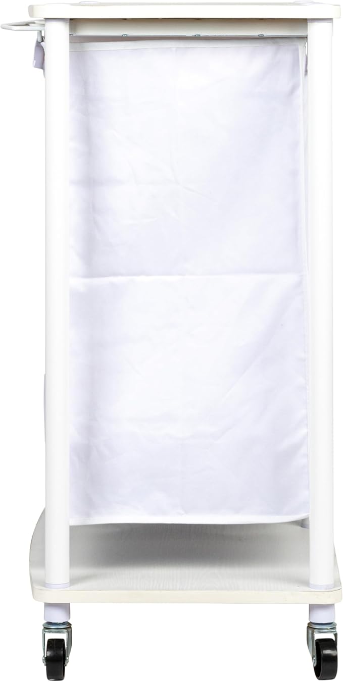 Household Essentials 3-Bag Laundry Sorter, Smooth Laminate Shelving, Sturdy Steel Frame, Wheeling and Stationary Feet Options, Washable Linen Laundry Bags, 3-Load Capacity, Versatile, White