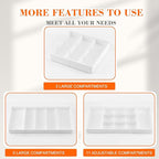 1 Pcs Large Expandable Acrylic Drawer Organizers, Grid Adjustable Drawer, Dividers Organizer for Desk, Makeup, Jewelry, Office, Kitchen Supplies (White,11 Compartments)