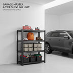 4-Tier Metal Garage Shelving Heavy Duty Adjustable Storage Shelves 2000lbs Capacity Steel Shelving Units Tool Rack Corner Shelf for Equipment & Tools (27.6" W × 13.8" D × 44.1" H)