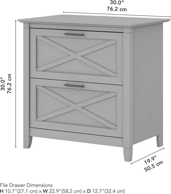 Bush Home Key West 2 Drawer Lateral File Cabinet in Cape Cod Gray, Document Storage for Home Office, Accent Chest with Drawers