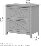 Bush Home Key West 2 Drawer Lateral File Cabinet in Cape Cod Gray, Document Storage for Home Office, Accent Chest with Drawers