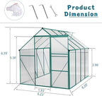 6 ft x 8 ft Aluminum Frame Greenhouse for Outdoor Use with Sloped Roof and Sliding Door for Garden Plant Protection (Green 6 * 8FT)