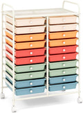 GOFLAME 20-Drawer Rolling Storage Cart, Multifunctional Art Craft Organizer Cart, Mobile Utility Storage Cart with Removable Drawers & Lockable Wheels, Craft Cart for Home Office School, Macaron Color