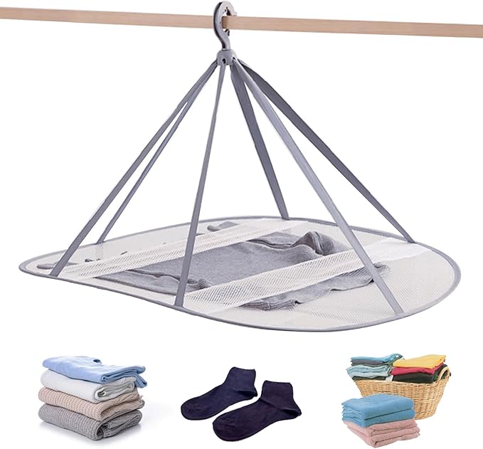 1 Tier Folding Mesh Clothes Drying Rack with Internal Fixation Stackable Sweater Drying Rack Portable Hanging Laundry Rack for Sweater,T-Shirt,Delicates,Swimsuit (1 Pack)