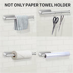 YeeBeny Silver Paper Towel Holder Kitchen Roll Holder, Paper Towel Holder - Self Adhesive or Drilling, Under Cabinet Paper Towel Rack, Wall Mounted Paper Towel(Silver)