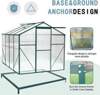 Outdoor Polycarbonate Greenhouse with Aluminum Frame, Walk-in Garden Green House Featuring Lockable Door, Adjustable Roof Vent, and UV-Protected Panels for Backyard or Patio Use (6x8 FT-1)