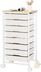 Homde Rolling Storage Drawer Cart: 8-Drawer Sort to Clear Desk & Dresser Clutter - Anti-Fall Smooth Glide Prevents Spill-Out During Daily Grab - Lockable Wheels Keep It Steady