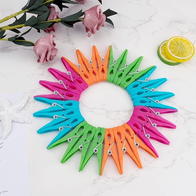 72Pcs Plastic Clothes Pins,Beach Towel Clips Small Heavy Duty,Laundry Clips for Drying Cloth,Clothesline Clips,Cloth Pins for Hanging