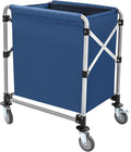 Commercial Laundry Cart with Wheels 220LBS Load Laundry Basket Foldable Laundry Cart with Removable Bag Rolling Laundry Sorter for Home, Hotel, Hospital (Blue)