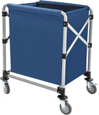 Commercial Laundry Cart with Wheels 220LBS Load Laundry Basket Foldable Laundry Cart with Removable Bag Rolling Laundry Sorter for Home, Hotel, Hospital (Blue)