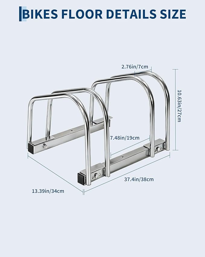 Freestanding Bike Floor Stand, Heavy Duty Bicycle Parking Rack for Garage Home Indoor Outdoor, Bike Storage Organizer Fits 22-28 Inch Wheels & 2.2 Inch Tire Width