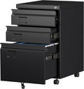 SUXXAN 3 Drawer File Cabinet with Lock, Metal Under Desk Cabinet with Wheels for Office & Home, Legal/Letter Size, Need to Assemble