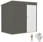 Outsunny 6' x 4' Outdoor Storage Shed, Easy to Assemble, Metal Garden Tool Shed with Lockable Door and Gloves for Backyard Garden Patio Lawn, Light Gray