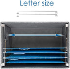 PRANDOM File Organizer Box - Set of 2 Collapsible Decorative Linen Filing Storage Hanging File Folders with Lids Office Cabinet Letter Size Navy Blue (14x9.3x10.8 inch)