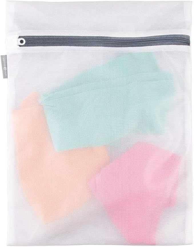 iDesign Medium Mesh Laundry Bag for Delicates - White