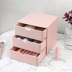 3-Drawer Vanity Organizer, Compact Storage Organization Drawers Small Size Pink