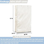 Wire Shelf Cover,600D Heavy Duty 100% Waterproof Shelf Covers for Wire Shelving,Outdoor Storage Shelves Cover for Metal Rack,48" W x 24" D x 72" H,Beige
