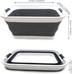 SAMMART 42L(11 gallon) Set of 2 Collapsible Plastic Laundry Basket-Foldable Pop Up Storage Container-Portable Washing Tub-Space Saving,Water capacity 34L(9 gallon) (2 rectangular - strengthen, black)