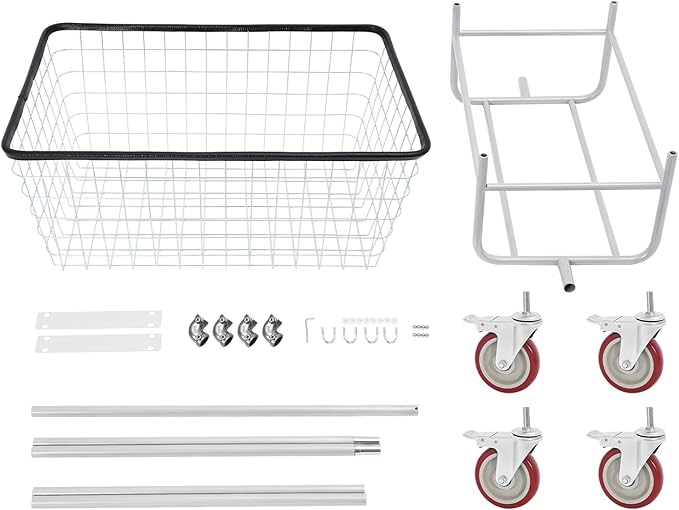 Heavy Duty Laundry Cart with Wheels & Hanging Rack - 110lbs Large Rolling Laundry Hamper Basket for Home, Bathroom, Commercial Use