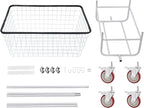 Heavy Duty Laundry Cart with Wheels & Hanging Rack - 110lbs Large Rolling Laundry Hamper Basket for Home, Bathroom, Commercial Use