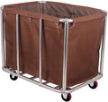 Commercial Laundry Cart with Wheels, Large Industrial Rolling Laundry Basket,Stainless Steel Heavy Duty Commercial Laundry Hamper with Waterproof Lning,Utility Cart, 260 LBS Load,11.35 Bushel