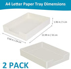 Desk Organizer Tray, 2-Pack A4 Letter-Size Tray, Plastic Printer Paper Holder, Rectangular Desktop Stackable File Holder for Office Supplies School Home, Mail Document Storage Containers (White)