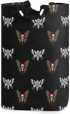Gothic Butterfly Skull Laundry Basket for College Dorm,50L Collapsible Portable Laundry Hamper Storage Basket for Toys Clothes Organizer