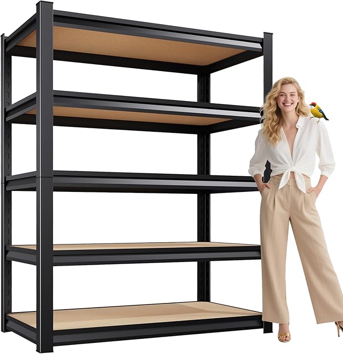 5-Tier Garage Shelving Heavy Duty, 2000LBS Garage Shelves, Adjustable Metal Shelving Unit, Garage Storage Shelves, Utility Storage Rack Shelf，Shelves for Garage Storage, Pantry, 72"H×36"W×16"D