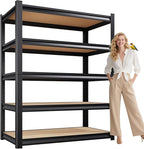 5-Tier Garage Shelving Heavy Duty, 2000LBS Garage Shelves, Adjustable Metal Shelving Unit, Garage Storage Shelves, Utility Storage Rack Shelf，Shelves for Garage Storage, Pantry, 72"H×36"W×16"D