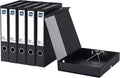 Storage File Boxes A4, 6 Pack Foldable File Box with Clip, 50mm Spine, Plastic Archives Cases with Magnetic Closure, Document File Folder Organizer Storage Filing Box for Office School, Black