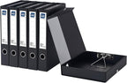 Storage File Boxes A4, 6 Pack Foldable File Box with Clip, 50mm Spine, Plastic Archives Cases with Magnetic Closure, Document File Folder Organizer Storage Filing Box for Office School, Black