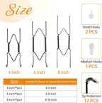 Bilillo 3-Piece Stainless Steel Wall Plate Hangers, 4/6/8 Inch Invisible Decorative Wire Plate Holders with 3 Pieces Wall Hooks for 4 to 10 Inch (Black)