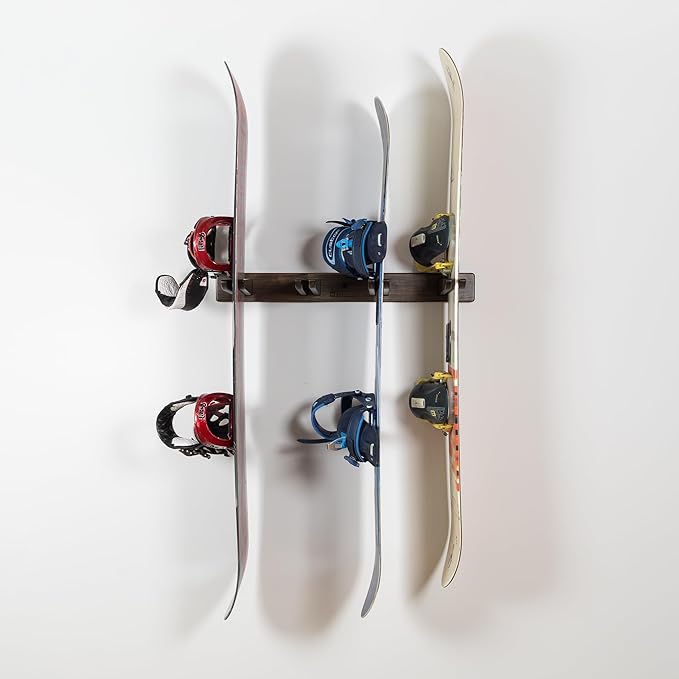 StoreYourBoard Tuscarora Ski and Snowboard Wood Rack | Holds 4 Pairs