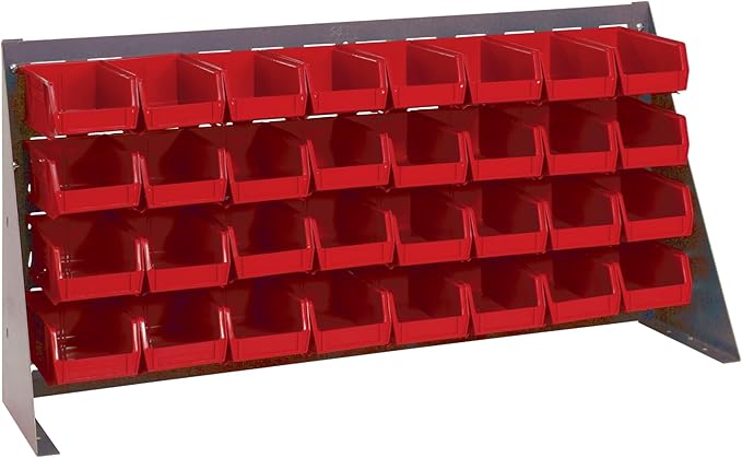Quantum Storage Systems QBR-3619-220-32RD Ultra Bin Complete Bench Rack Package with 32 Ultra Bins, 36" x 8" x 19" , Red