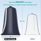 Heavy Duty Laundry Bag 2 Pack XL Nylon Laundry Bags with Straps, Washable Large Dirty Clothes Organizer with Drawstring Closure, Travel Washing Bag Fit a Laundry Hamper or Basket