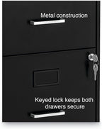 Alera Soho Vertical File Cabinet, 2 Drawers: File/File, Letter, Black, 14" X 18" X 24.1"
